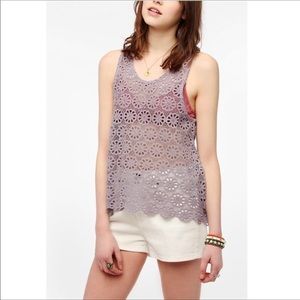 UO Lavender Pins and Needles Cotton Lace Top